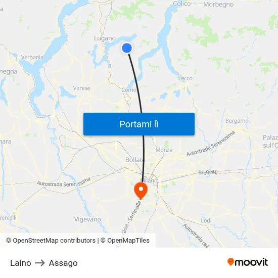 Laino to Assago map