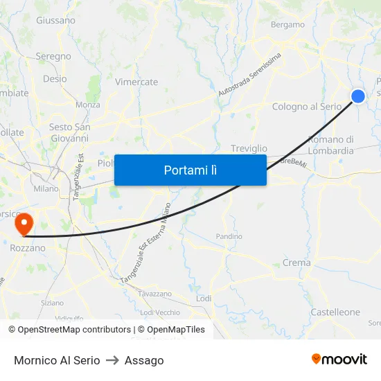 Mornico Al Serio to Assago map
