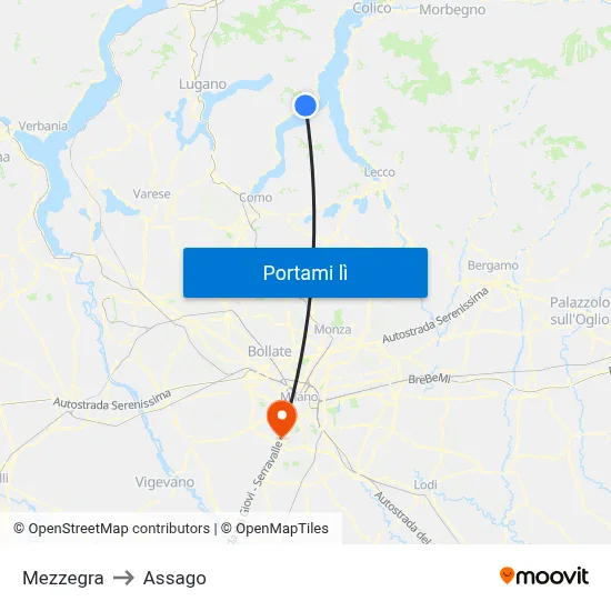 Mezzegra to Assago map
