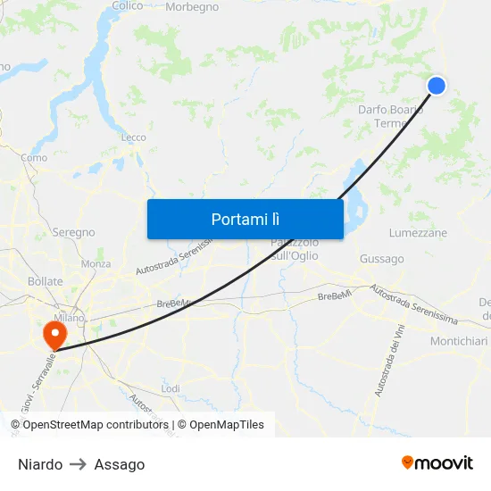 Niardo to Assago map