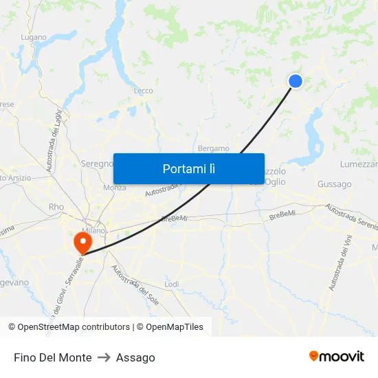 Fino Del Monte to Assago map