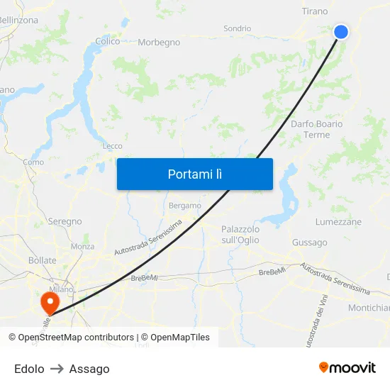 Edolo to Assago map