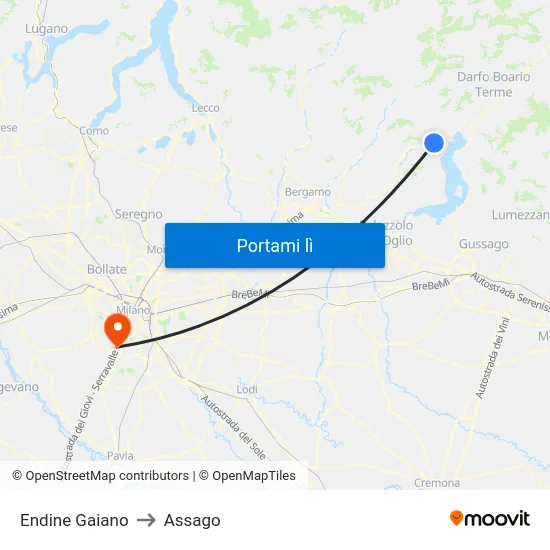 Endine Gaiano to Assago map