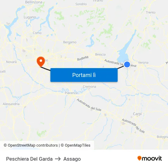 Peschiera Del Garda to Assago map