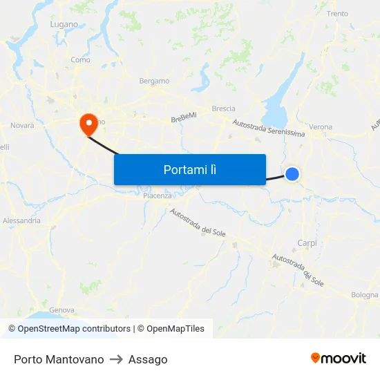 Porto Mantovano to Assago map