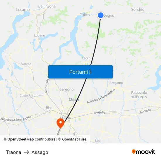 Traona to Assago map