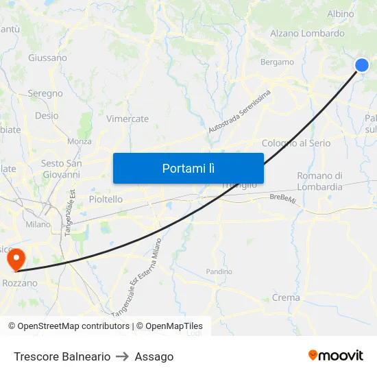 Trescore Balneario to Assago map