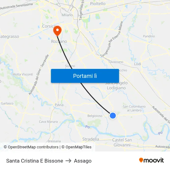 Santa Cristina E Bissone to Assago map