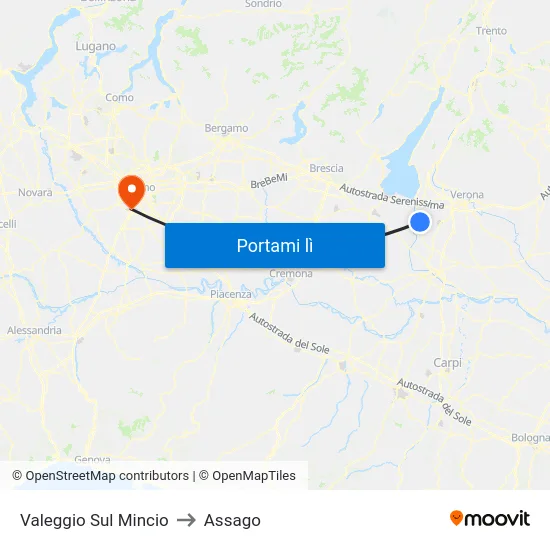 Valeggio Sul Mincio to Assago map