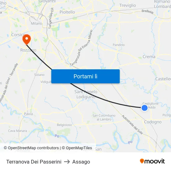 Terranova Dei Passerini to Assago map