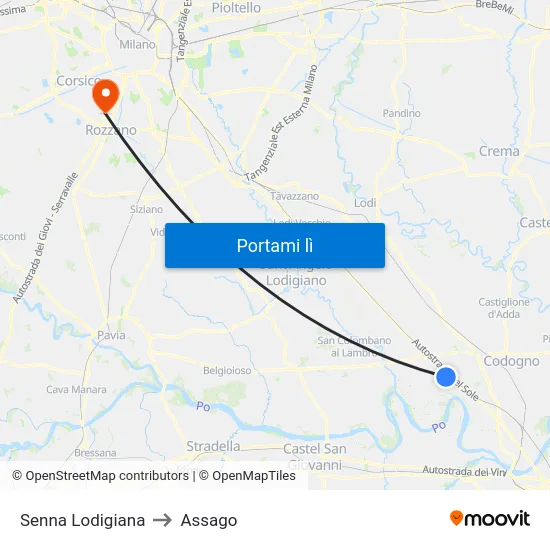 Senna Lodigiana to Assago map