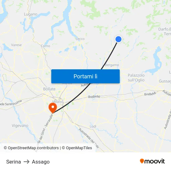 Serina to Assago map