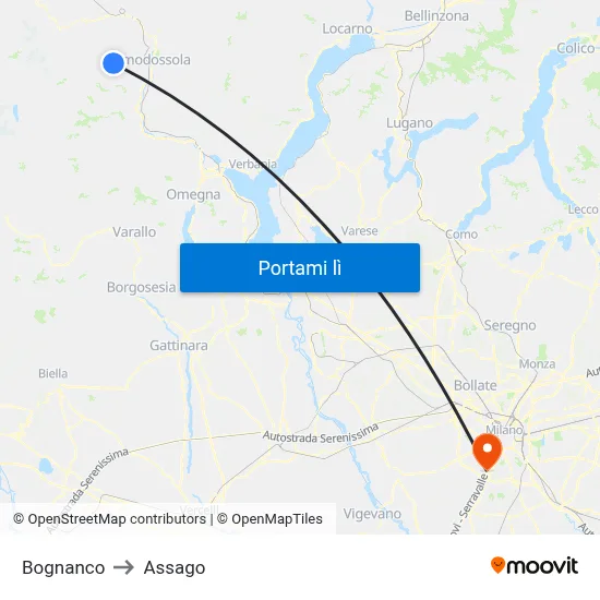 Bognanco to Assago map