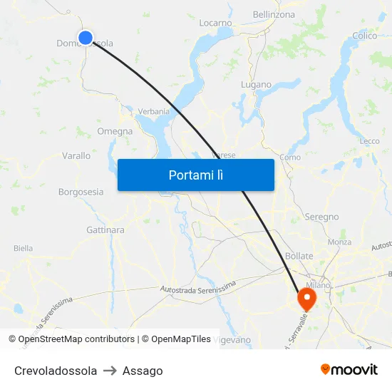 Crevoladossola to Assago map