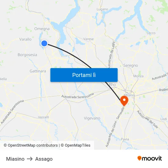 Miasino to Assago map
