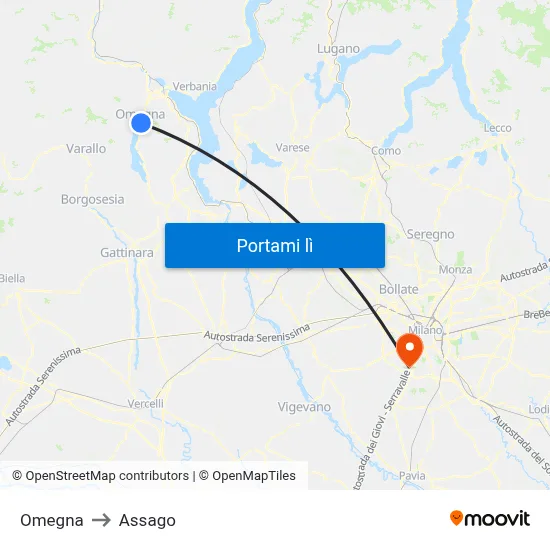 Omegna to Assago map