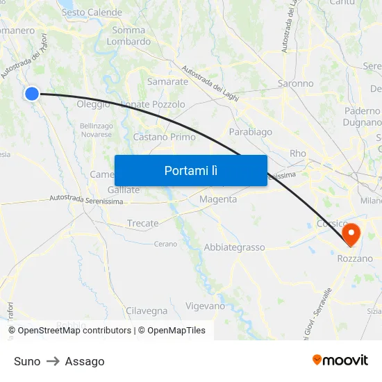 Suno to Assago map