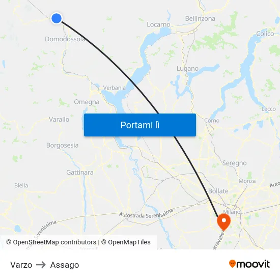 Varzo to Assago map