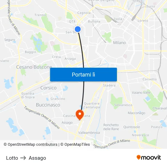 Lotto to Assago map