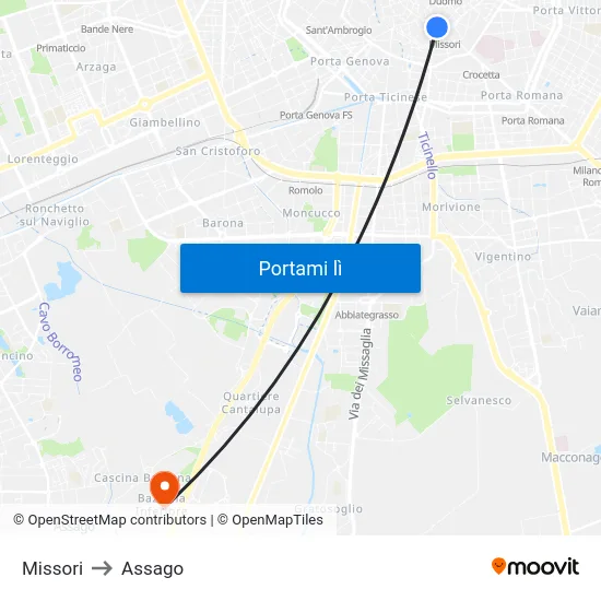 Missori to Assago map