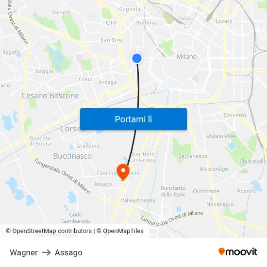 Wagner to Assago map