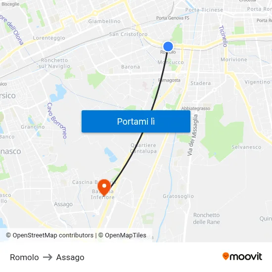 Romolo to Assago map