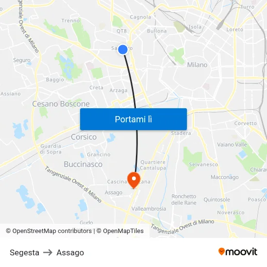 Segesta to Assago map