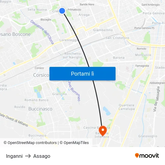 Inganni to Assago map