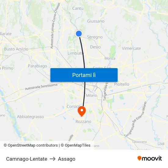 Camnago-Lentate to Assago map