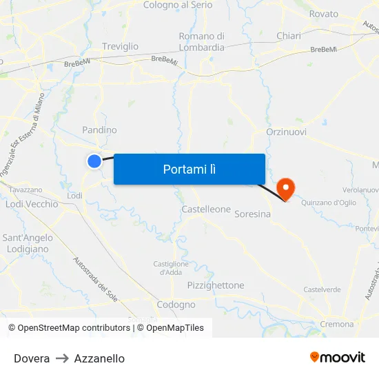 Dovera to Azzanello map