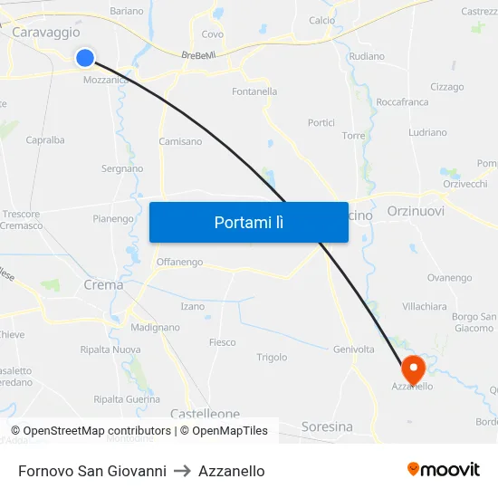 Fornovo San Giovanni to Azzanello map