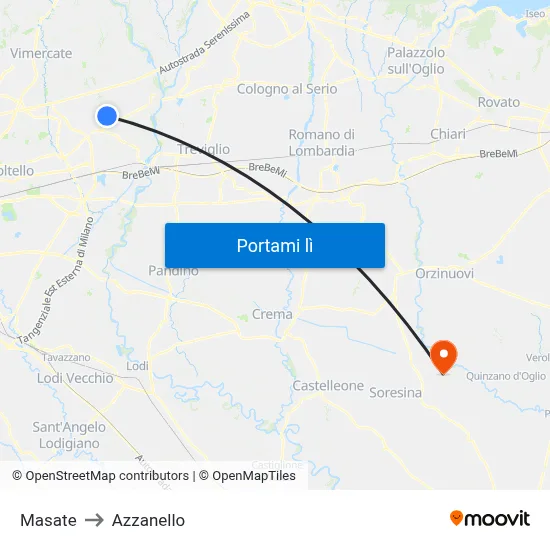 Masate to Azzanello map