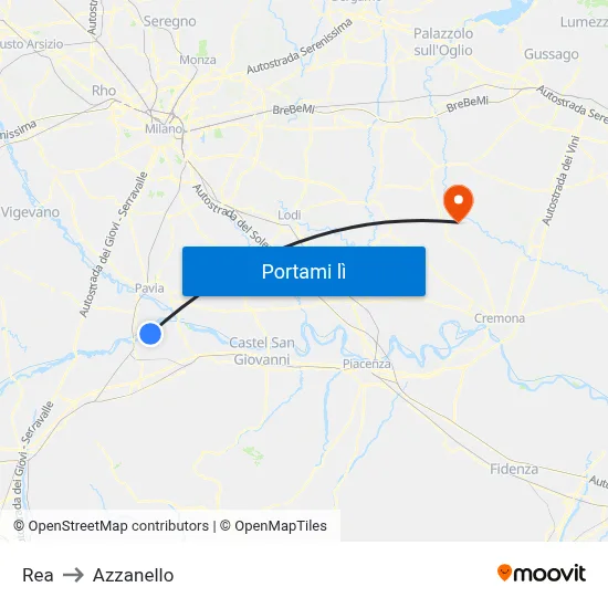 Rea to Azzanello map