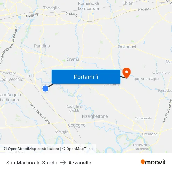 San Martino In Strada to Azzanello map