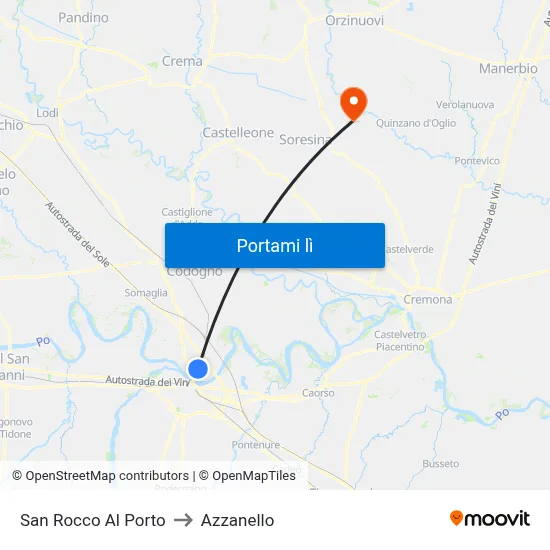 San Rocco Al Porto to Azzanello map