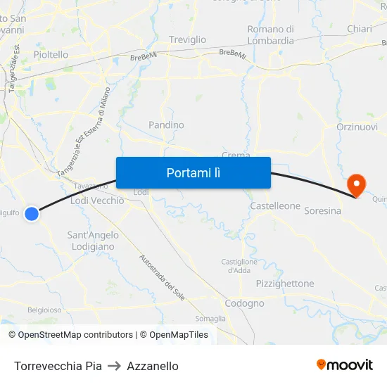 Torrevecchia Pia to Azzanello map