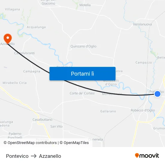 Pontevico to Azzanello map