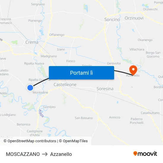 MOSCAZZANO to Azzanello map