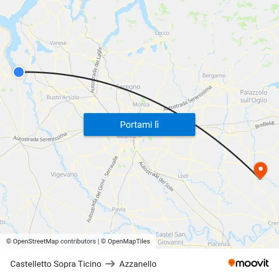 Castelletto Sopra Ticino to Azzanello map
