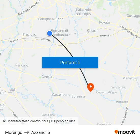 Morengo to Azzanello map