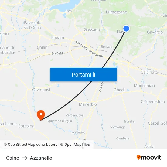 Caino to Azzanello map