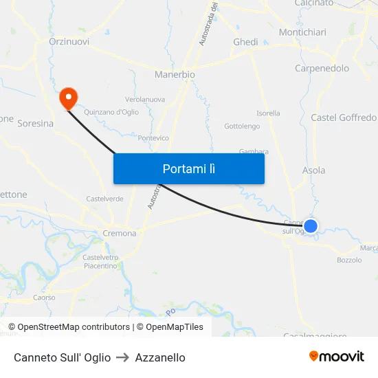 Canneto Sull' Oglio to Azzanello map