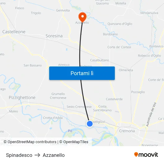 Spinadesco to Azzanello map
