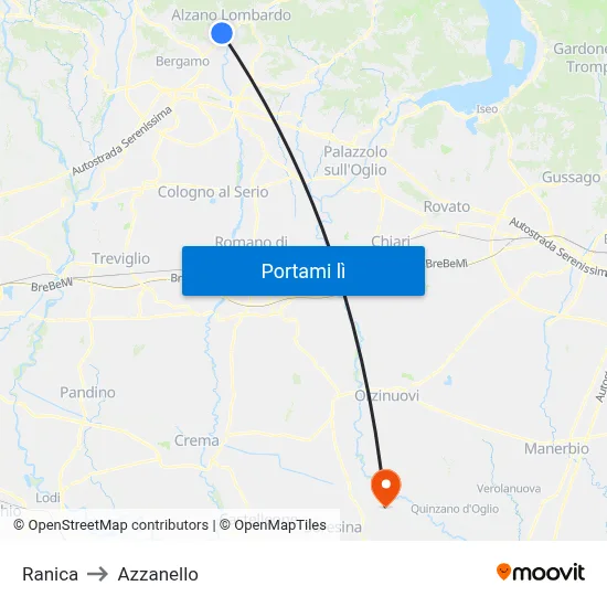 Ranica to Azzanello map