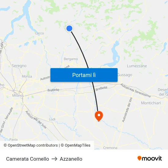 Camerata Cornello to Azzanello map