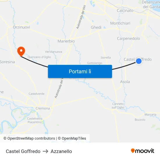 Castel Goffredo to Azzanello map