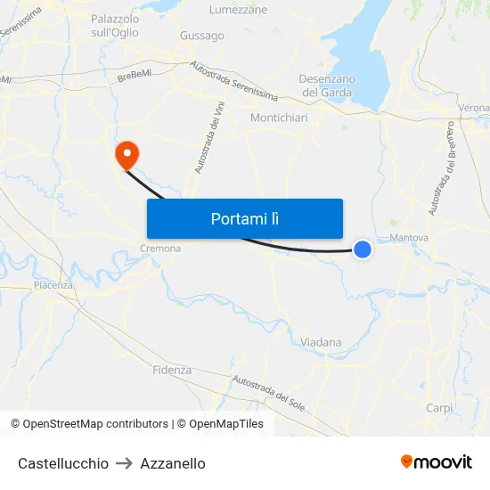 Castellucchio to Azzanello map