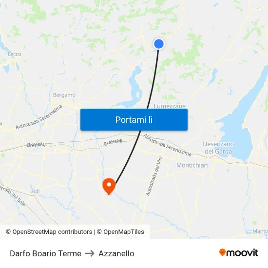 Darfo Boario Terme to Azzanello map