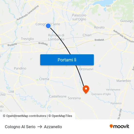 Cologno Al Serio to Azzanello map