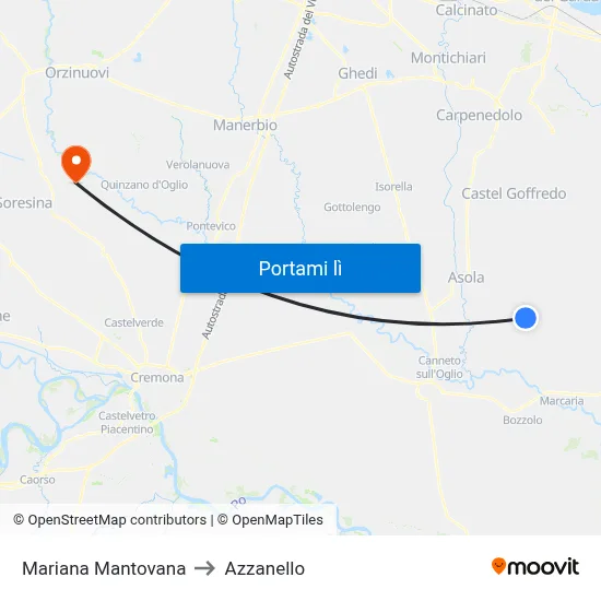 Mariana Mantovana to Azzanello map